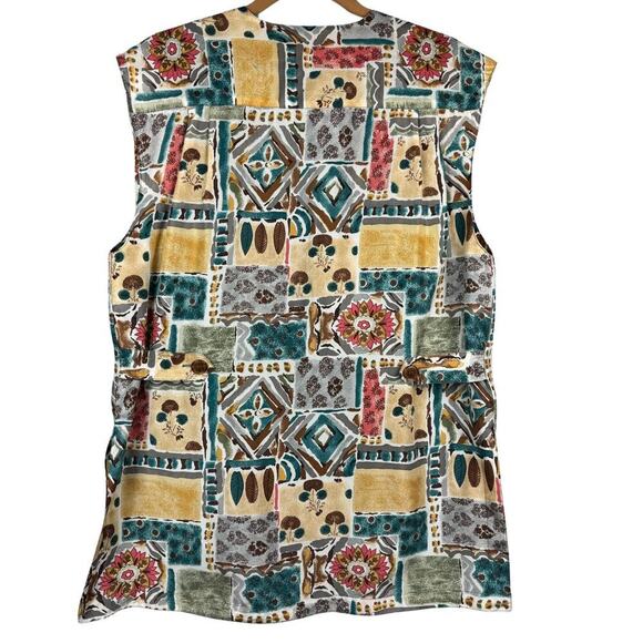 Bogari Vest Women's Medium Multicolor Bohemian Aztec Floral Print 100% Silk Long - Picture 2 of 10